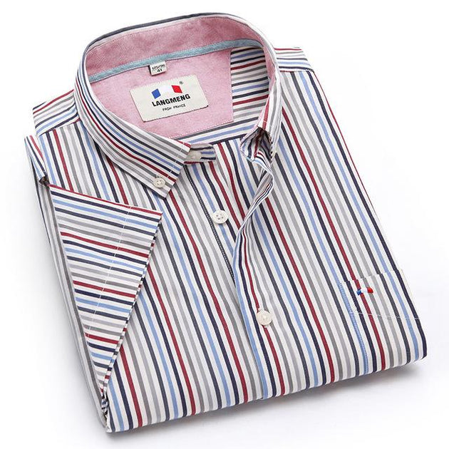 Men's Striped Colorful Dress Shirt - TrendSettingFashions 