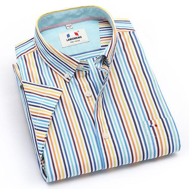 Men's Striped Colorful Dress Shirt - TrendSettingFashions 
