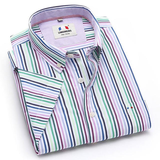 Men's Striped Colorful Dress Shirt - TrendSettingFashions 