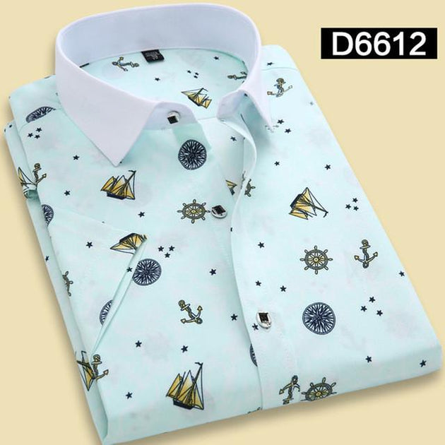 Men's Print Dress Shirt In 10 Colors And Styles - TrendSettingFashions 