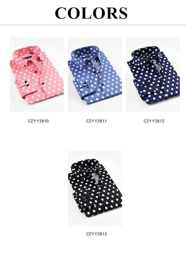 Men's Casual Polka Dot Dress Shirt - TrendSettingFashions 