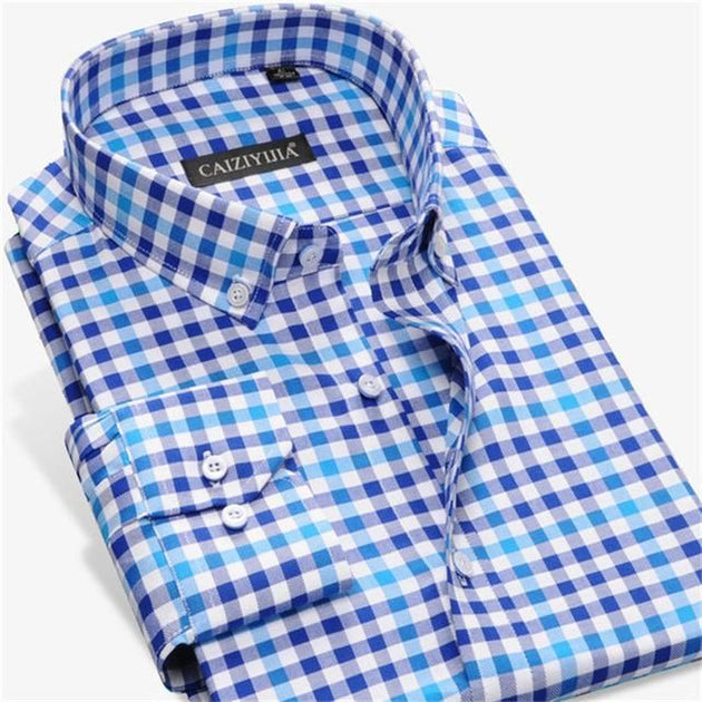 Men's Plaid Business Shirt - TrendSettingFashions 
