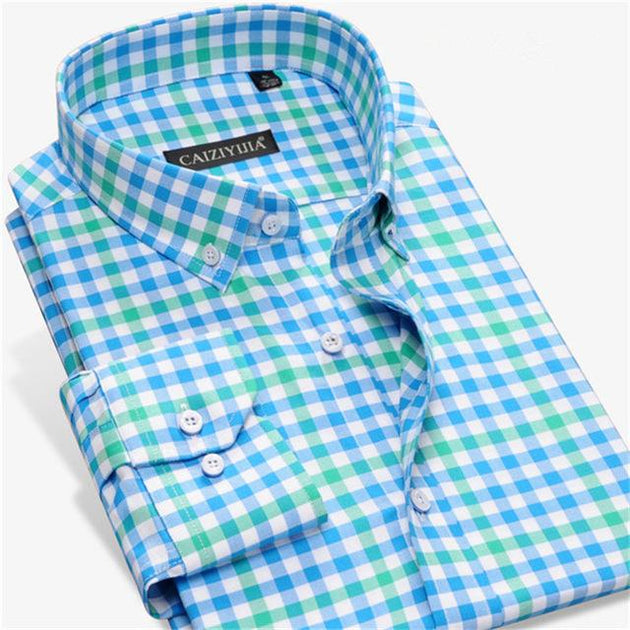 Men's Plaid Business Shirt - TrendSettingFashions 