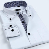Men's Autumn Collar Designer Long Sleeve Dress Shirt - TrendSettingFashions 