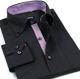 Men's Autumn Collar Designer Long Sleeve Dress Shirt - TrendSettingFashions 