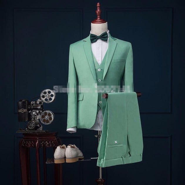 Men's Mint Green Classic Suit Up To 6XL - TrendSettingFashions 