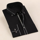 Men's French Style Gold Accent Laced Business Dress Shirt Up To 5XL - TrendSettingFashions 