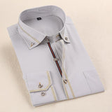 Men's French Style Gold Accent Laced Business Dress Shirt Up To 5XL - TrendSettingFashions 