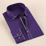 Men's French Style Gold Accent Laced Business Dress Shirt Up To 5XL - TrendSettingFashions 