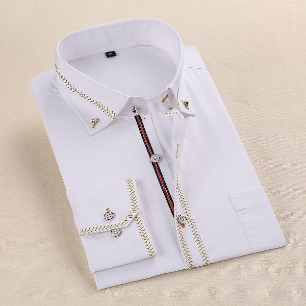 Men's French Style Gold Accent Laced Business Dress Shirt Up To 5XL | TrendSettingFashions Men's French Style Gold Accent Laced Business Dress Shirt Up To 5XL | TrendSettingFashions