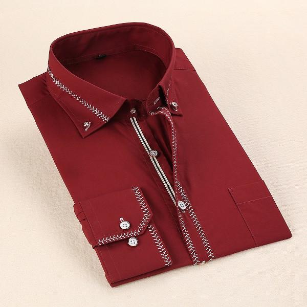 Men's French Style Gold Accent Laced Business Dress Shirt Up To 5XL - TrendSettingFashions 