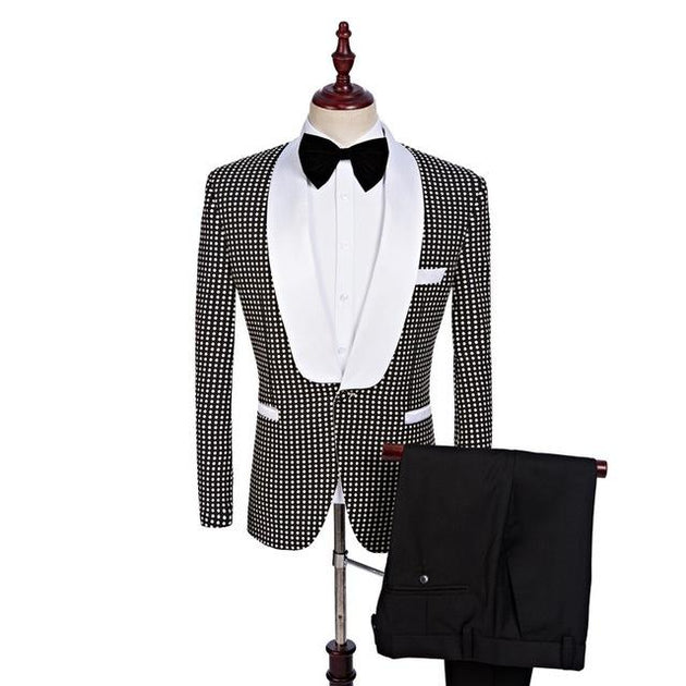 Men's Lapel Tuxedos In 3 Colors Up To Size 5XL ( Jacket+Pants+Bow Tie ) - TrendSettingFashions 