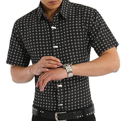 Men's Metal Decoration Lapel Dress Shirt Up To 3XL - TrendSettingFashions 