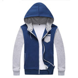 Men's Patchwork Hooded Zip Up Up To 3XL - TrendSettingFashions 