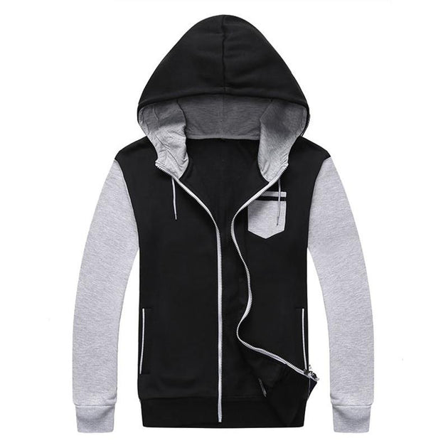 Men's Patchwork Hooded Zip Up Up To 3XL - TrendSettingFashions 