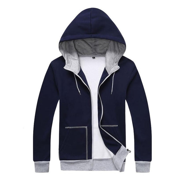 Men's Patchwork Hooded Zip Up Up To 3XL - TrendSettingFashions 