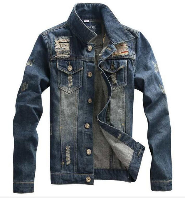 Men's Fashion Ripped Jean Jacket Up To 3XL - TrendSettingFashions 