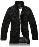 Men's Military Style Button Up Standing Collar Coat Up To 4XL - TrendSettingFashions 