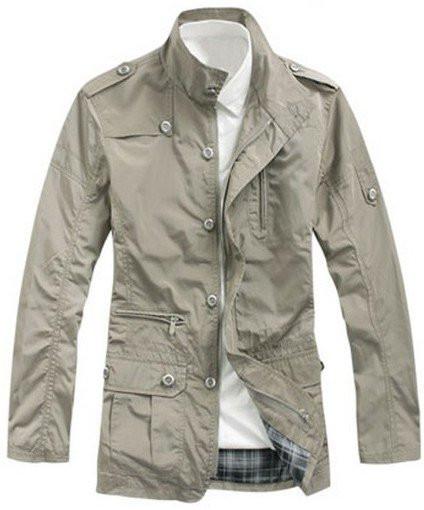 Men's Military Style Button Up Standing Collar Coat Up To 4XL - TrendSettingFashions 