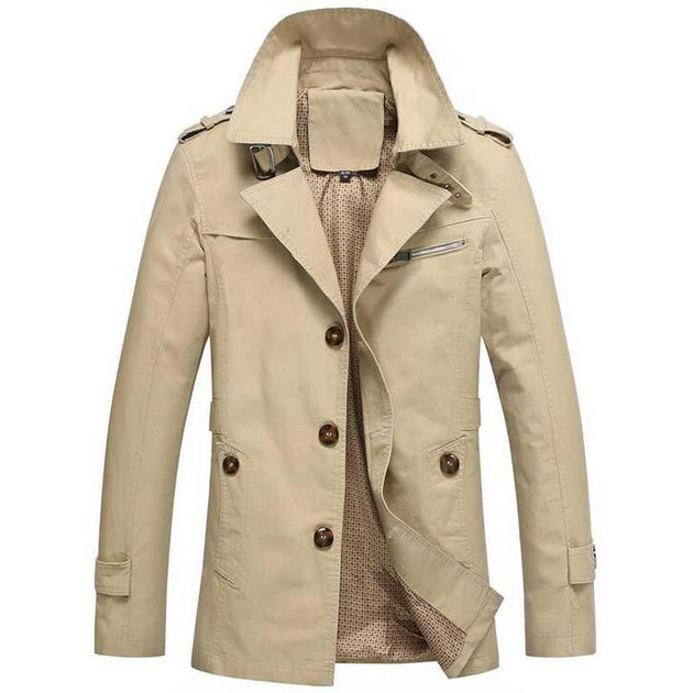 Men's Trench Coat Style Jacket Up To 5XL - TrendSettingFashions 