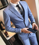 Men's Business Stripe Suit In 3 Colors Up to Size 4XL - TrendSettingFashions 