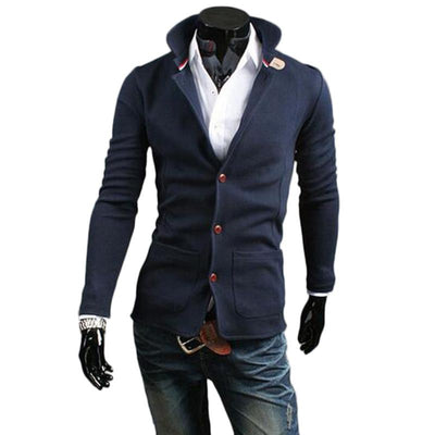 Men's Single Breasted Stand Collar Cardigan - TrendSettingFashions 