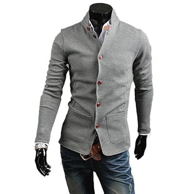 Men's Single Breasted Stand Collar Cardigan - TrendSettingFashions 