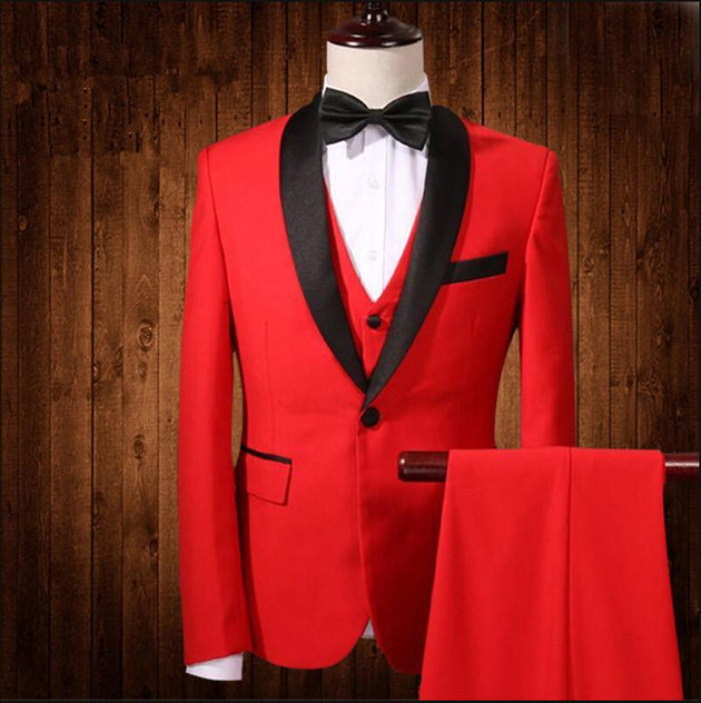 Men's Tuxedo In Red Or Purple Up To 5XL (Jacket+Pants+Vest) - TrendSettingFashions 
