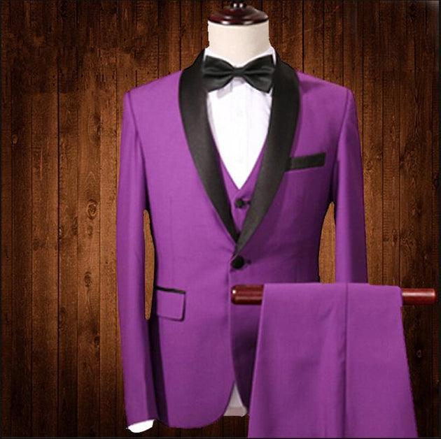 Men's Tuxedo In Red Or Purple Up To 5XL (Jacket+Pants+Vest) - TrendSettingFashions 