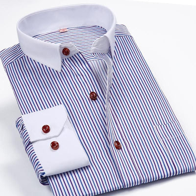 Luxury Striped Dress Shirt Up To 5XL - TrendSettingFashions 