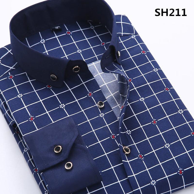 Men's Business Dress Shirt Up To 3XL - TrendSettingFashions 