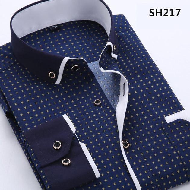 Men's Business Dress Shirt Up To 3XL - TrendSettingFashions 
