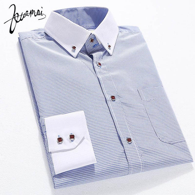 Men's Plaid Dress Shirt Up To 4XL - TrendSettingFashions 