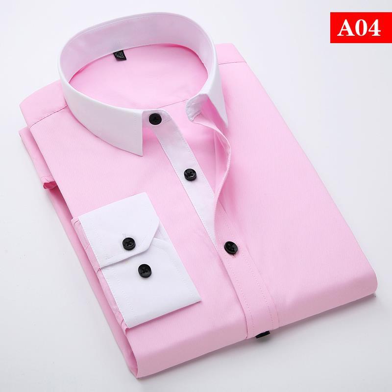 TC01 White Men's Classic Fit Long Sleeve Spread Collar Dress Shirt