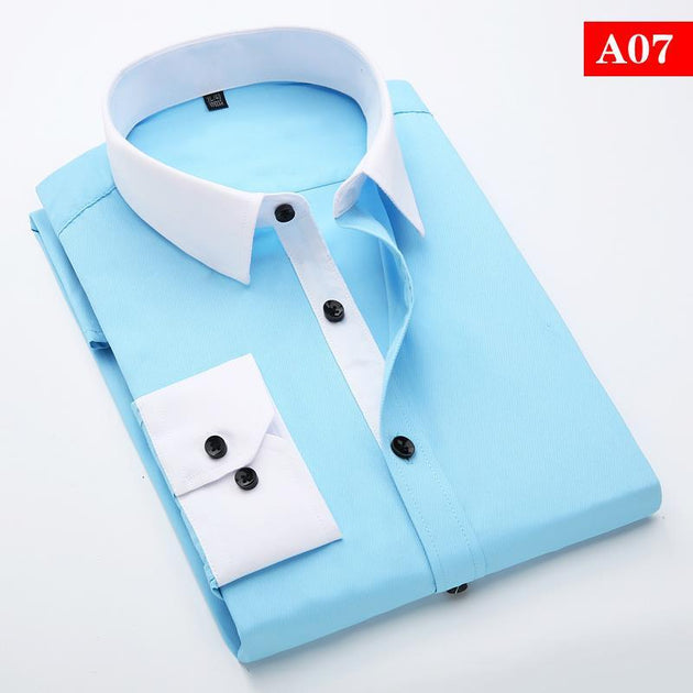 Men's White Collar Classic Fit Dress Shirt - TrendSettingFashions 