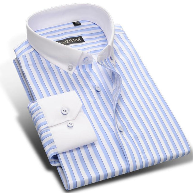 Men's Classic Striped Luxury Dress Shirt - TrendSettingFashions 