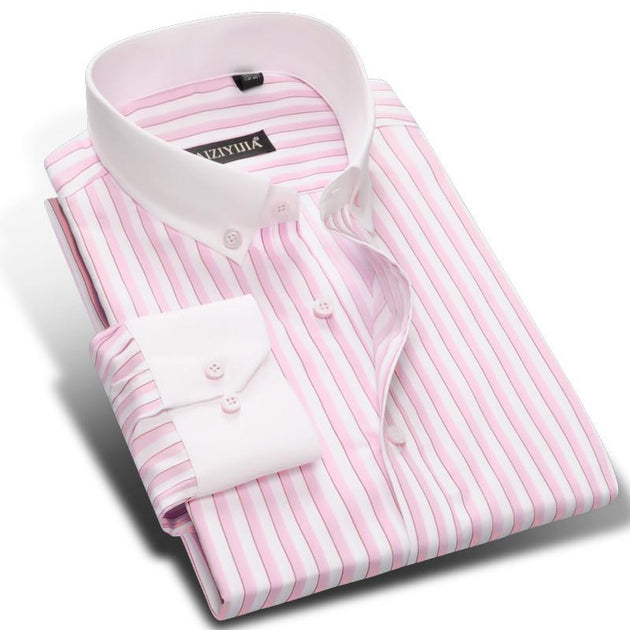 Men's Classic Striped Luxury Dress Shirt - TrendSettingFashions 