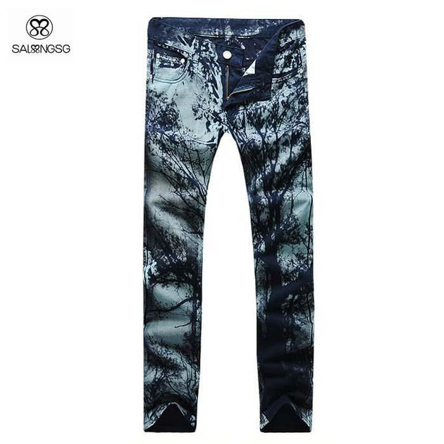 Men's Painted Print Jeans - TrendSettingFashions 