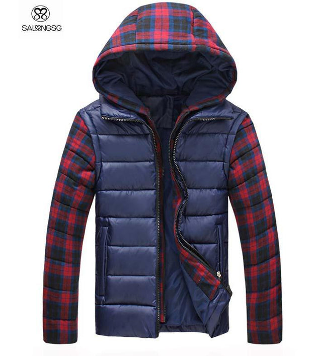 Men's Thermal Hooded Plaid Jacket - TrendSettingFashions 