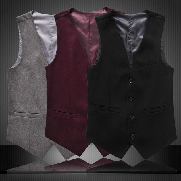 Men's Luxury Solid Color V-Neck Vest - TrendSettingFashions 