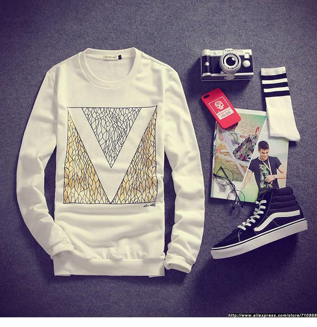 Men's Fashion Crew Neck Print Sweater - TrendSettingFashions 