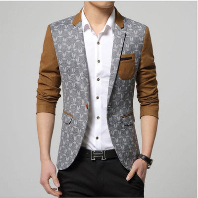 Men's Two Tone Blazer Print Jacket - TrendSettingFashions 