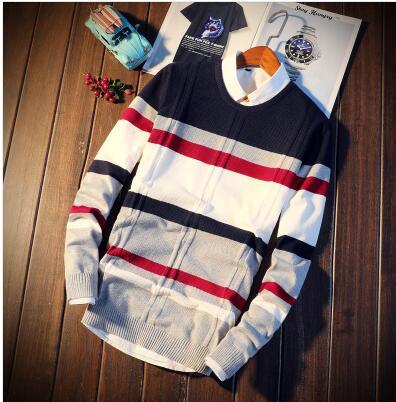 Men's Stripe Pullover Sweater - TrendSettingFashions 