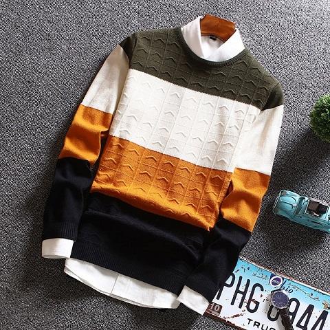 Men's Pullover Patchwork Sweater - TrendSettingFashions 