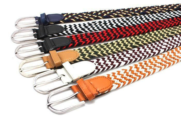Men's Elastic Weave Belt In Multi Color Options - TrendSettingFashions 