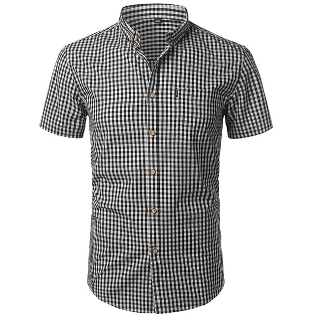 Men's Plaid Summer Short Sleeve Dress Shirt - TrendSettingFashions 