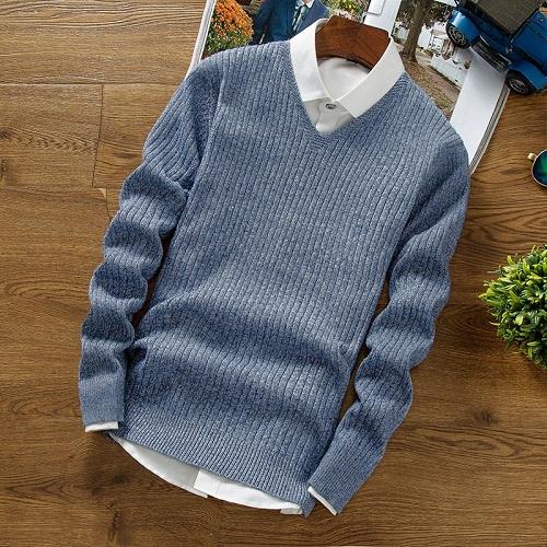 Men's V-Neck Casual Sweater - TrendSettingFashions 