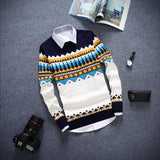 Men's Fashion Round Collar Knitted Sweater - TrendSettingFashions 