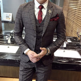 Men's Fashion Plaid 3-Piece Suit Up To 2XL - TrendSettingFashions 