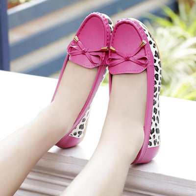 Women's Fashion Bowtie Leopard Flats - TrendSettingFashions 